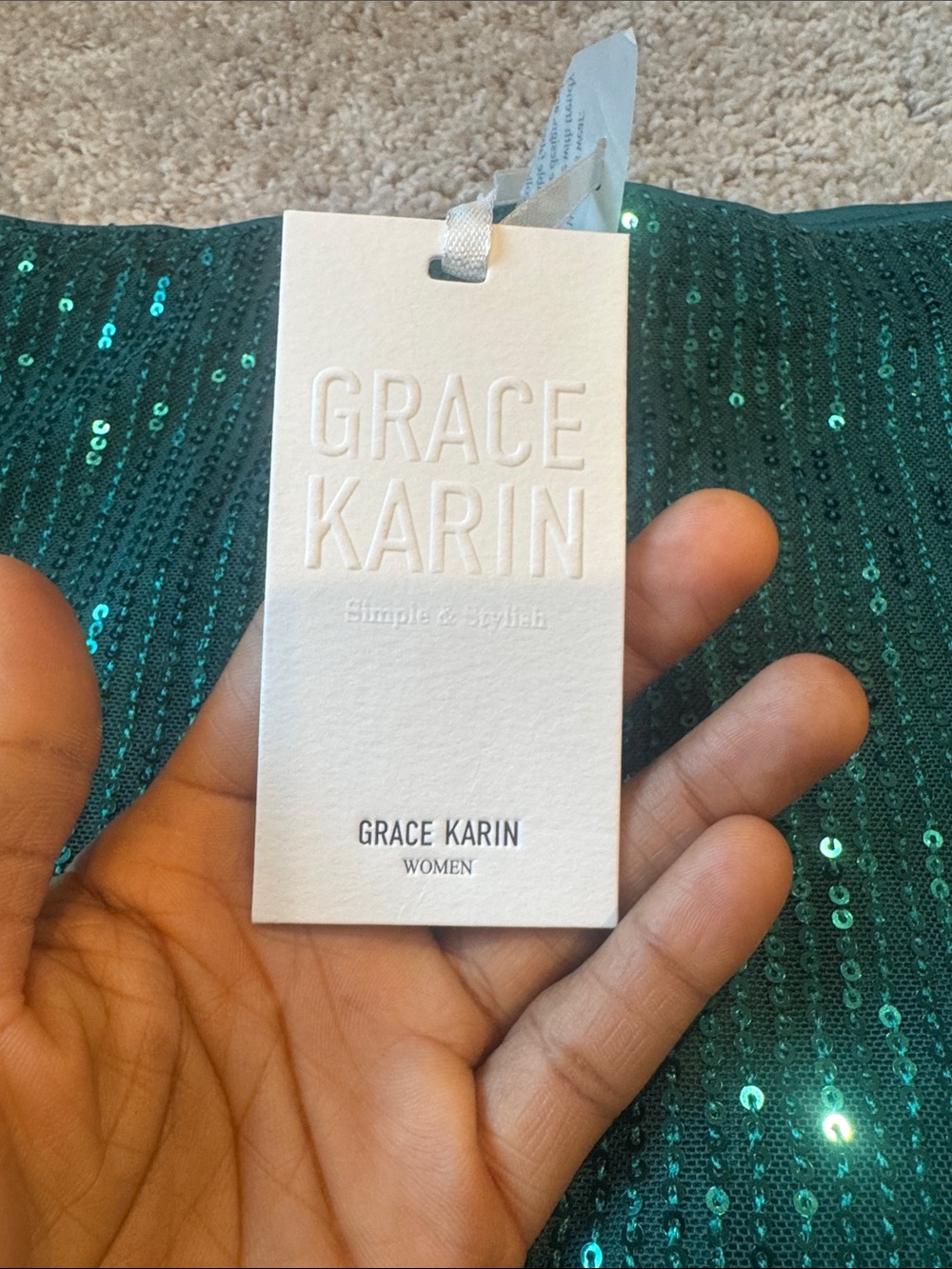 Grace Karin Emerald Sequin Mini Skirt - Picture 2 of 4